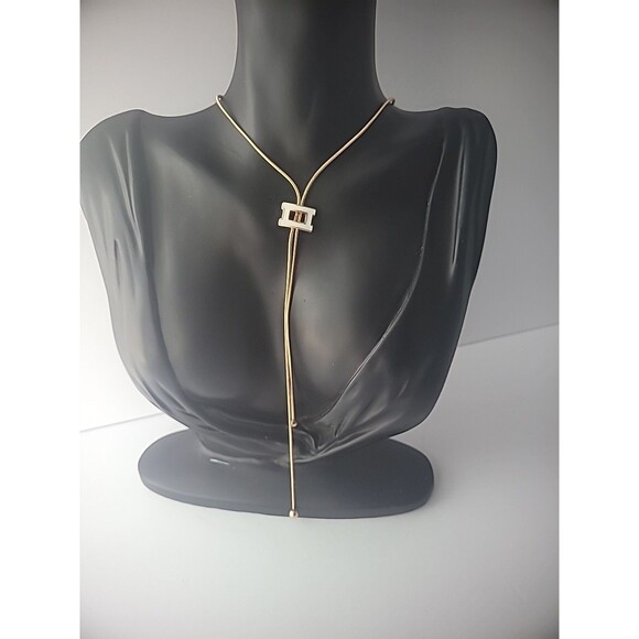 Vintage Versona Necklace Gold Tone Rope White Charm Bolo Jewelry Costume - Picture 5 of 11